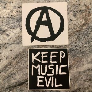 Black and White Music Stickers Anarchy 1990s